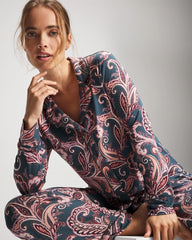 Long-Sleeve Printed Notch Collar Pajama Top - IMPERIAL PAISLEY MD PET | Soma Women