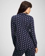 Long-Sleeve Printed Notch Collar Pajama Top - BELLE FOULARD NAVY | Soma Women