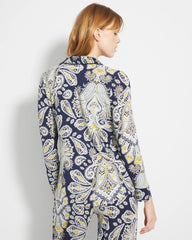 Long-Sleeve Printed Notch Collar Pajama Top - STYLISH PAISLEY NAVY | Soma Women