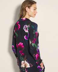 Long-Sleeve Printed Notch Collar Pajama Top - FLEUR EVER DRAMA NAVY | Soma Women