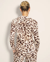 Long-Sleeve Printed Notch Collar Pajama Top - ANIMAL AURA WHITE SMOKE | Soma Women