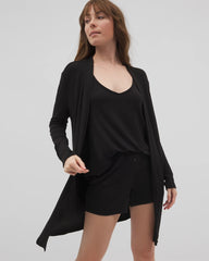 Lightweight Rib Knit Long Sleeve Wrap - BLACK | Soma Women