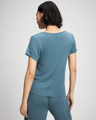 Lightweight Rib Knit Short Sleeve Pajama Tee - TAPESTRY | Soma Women
