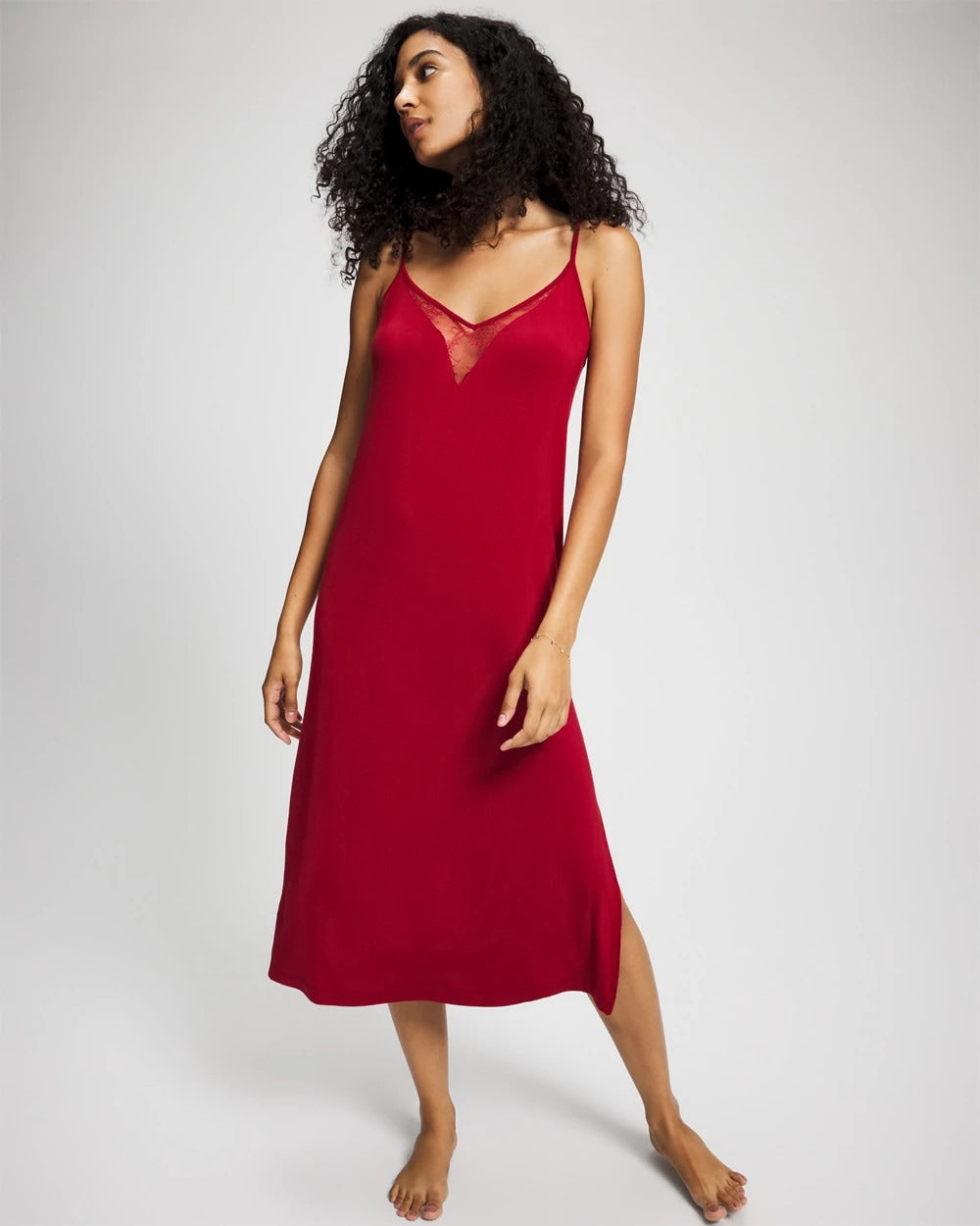 Lace Midi Nightgown - PAINT THE TOWN RED | Soma Women