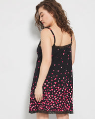 Lace Trim Chemise - FLOATING HEARTS BDR BLK R | Soma Women