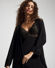 Long Robe with Lace - BLACK | Soma Women