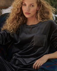 Velour Crewneck Sweatshirt - GRAY INK | Soma Women