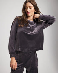 Velour Crewneck Sweatshirt - GRAY INK | Soma Women