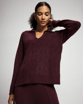 Premier Knit Cable Knit Collared Sweater - MERLOT | Soma Women