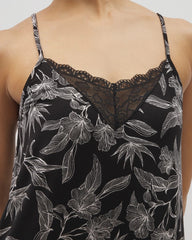 Lace Trim Chemise - PLUMERIA BLOOMS BLK CH | Soma Women
