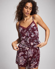 Lace Trim Pajama Cami - PAISLEY SPLENDOR PLUM | Soma Women