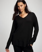 Ultrasoft Fleece V-Neck Sweatshirt - BLACK | Soma Women
