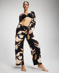 Satin Trim Pajama Pant - MYSTIC BLOOMS BLACK MID | Soma Women