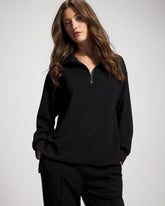 Modern Modal Quarter Zip Sweatshirt - BLACK | Soma Women
