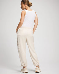 Satin Relaxed Cargo Pant - PARCHMENT | Soma Women