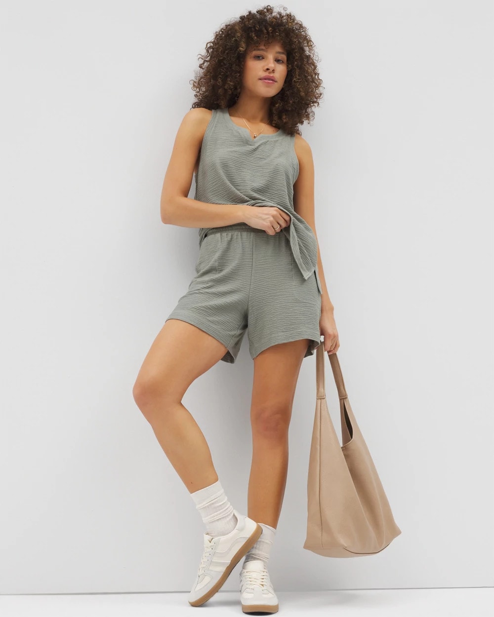 Crinkle Knit 5 Inch Short - RESTORATION GREEN | Soma Women