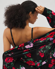 Long-Sleeve Short Robe - RHAPSODY FLORA BLACK | Soma Women
