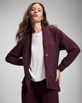 Ultrasoft Fleece Relaxed Button Up Cardigan - MERLOT | Soma Women