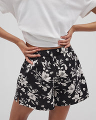 Pajama Shorts - PLUMERIA DREAM BLACK | Soma Women