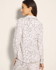 Long-Sleeve Notch Collar Pajama Top - JAGUAR SPOT G SLVR TAUPE | Soma Women