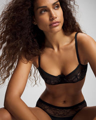 Sheer Lace Unlined Balconette Bra - BLACK | Soma Women