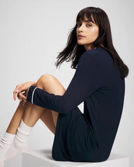 Piped Long-Sleeve Sleepshirt - NIGHTFALL NAVY | Soma Women