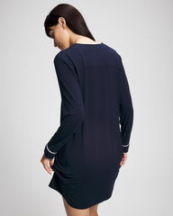 Piped Long-Sleeve Sleepshirt - NIGHTFALL NAVY | Soma Women