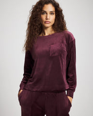 Velour Crewneck Sweatshirt - MERLOT | Soma Women