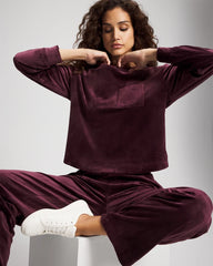 Velour Crewneck Sweatshirt - MERLOT | Soma Women