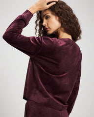 Velour Crewneck Sweatshirt - MERLOT | Soma Women