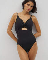 Twist-Front Keyhole One-Piece - BLACK | Soma Women