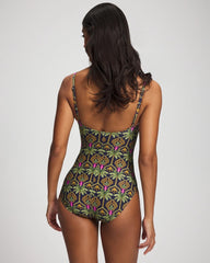 Twist-Front Keyhole One Piece - PALMY PATTERNS NAVY | Soma Women