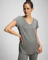 Rib Knit V-Neck Tee - SEDONA SAGE | Soma Women