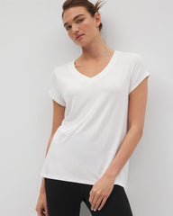 Rib Knit V-Neck Tee - OPTIC WHITE | Soma Women