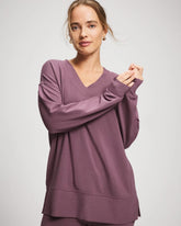 Ultrasoft Fleece V-Neck Sweatshirt - PURPLE FLINT | Soma Women