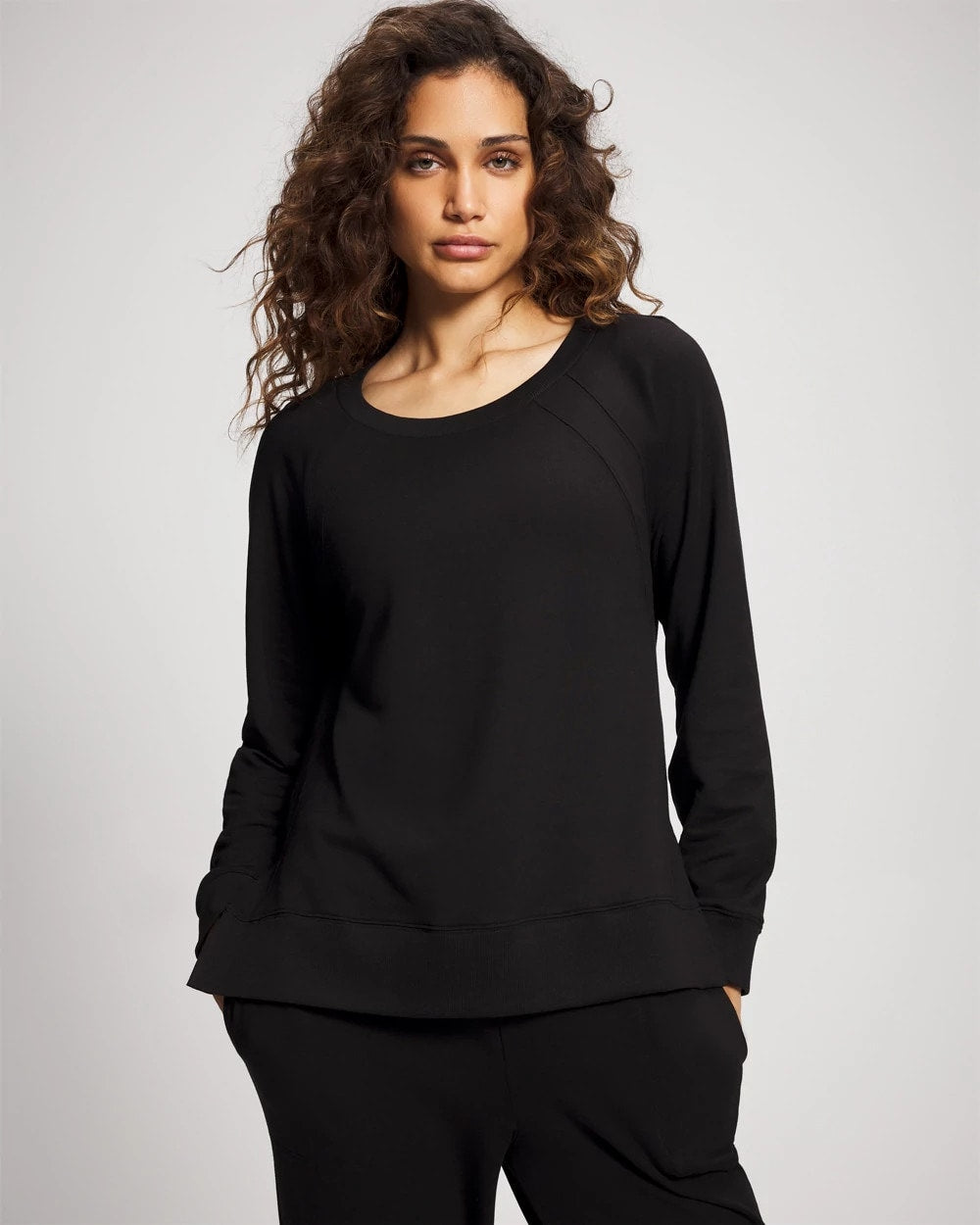 Essential Terry Crewneck Sweatshirt - BLACK | Soma Women
