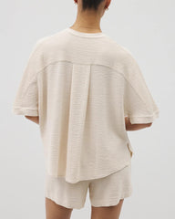 Crinkle Knit Relaxed Button-Up Top - PARCHMENT | Soma Women