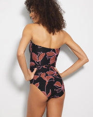 Bandeau Tankini Top - STAMPED TROPICS M BK BRN | Soma Women