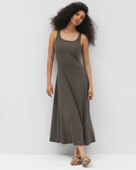 Rib Square Neck Lounge Dress - DARK GRAY OLIVE | Soma Women