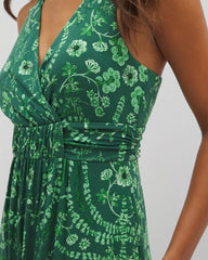 Isla Cross Back Maxi Bra Dress - TROPICAL TRELLIS GREEN | Soma Women