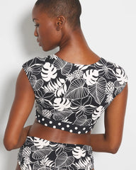 Double Trouble Cap-Sleeve Crop Top - BLACK | Soma Women
