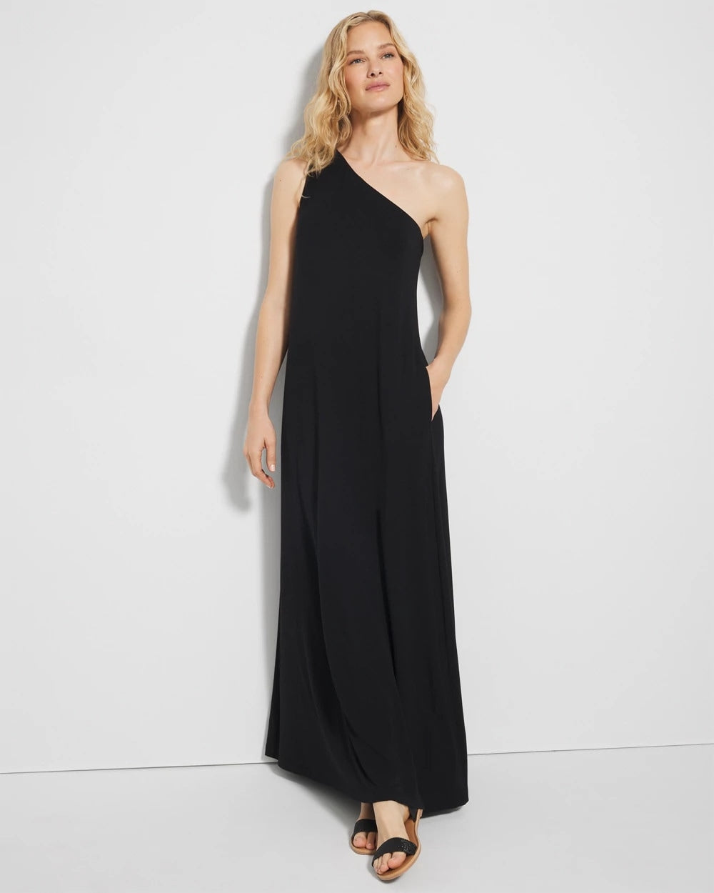 One-Shoulder Maxi Bra Dress - BLACK | Soma Women