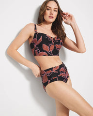 V-Wire Cropped Bikini Top - STAMPED TROPICS M BK BRN | Soma Women