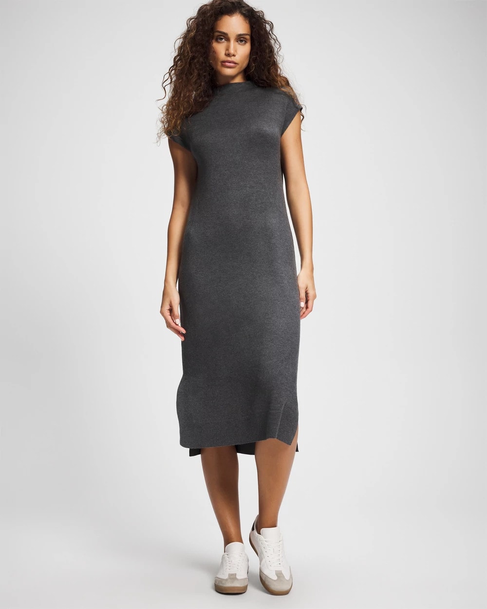 Premier Knit Sweater Funnel Neck Midi Dress - HEATHER QUARTZ | Soma Women