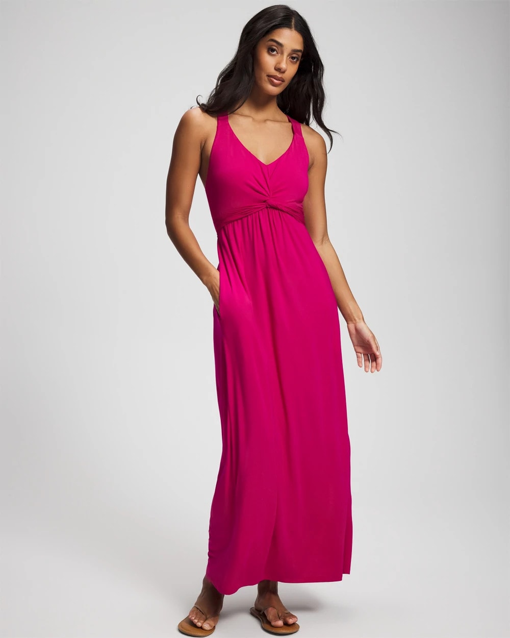 Soft Jersey Twist Front Maxi Dress - PINK COSMO | Soma Women