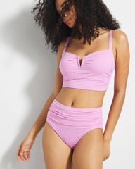 Ruched High-Waist Bikini Bottom - META MAUVE | Soma Women