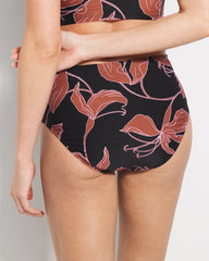 Ruched High-Waist Bikini Bottom - STAMPED TROPICS M BK BRN | Soma Women