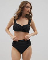 Ruched High-Waist Bikini Bottom - BLACK | Soma Women
