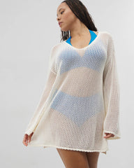 Cotton Crochet-Style Shift Cover-Up - COCONUT | Soma Women