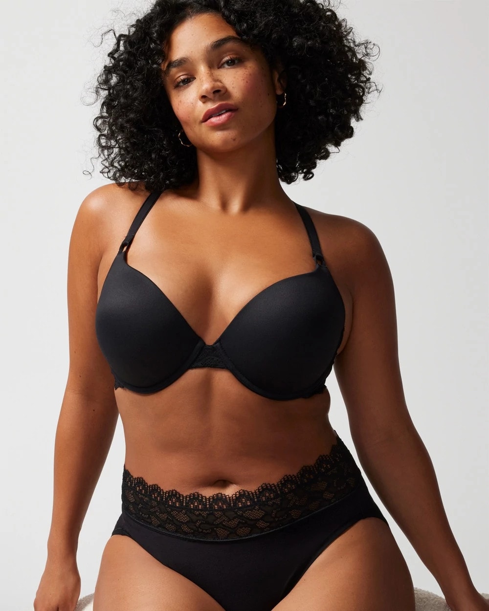 Push-Up Plunge Bra with Lace - BLACK | Soma Women